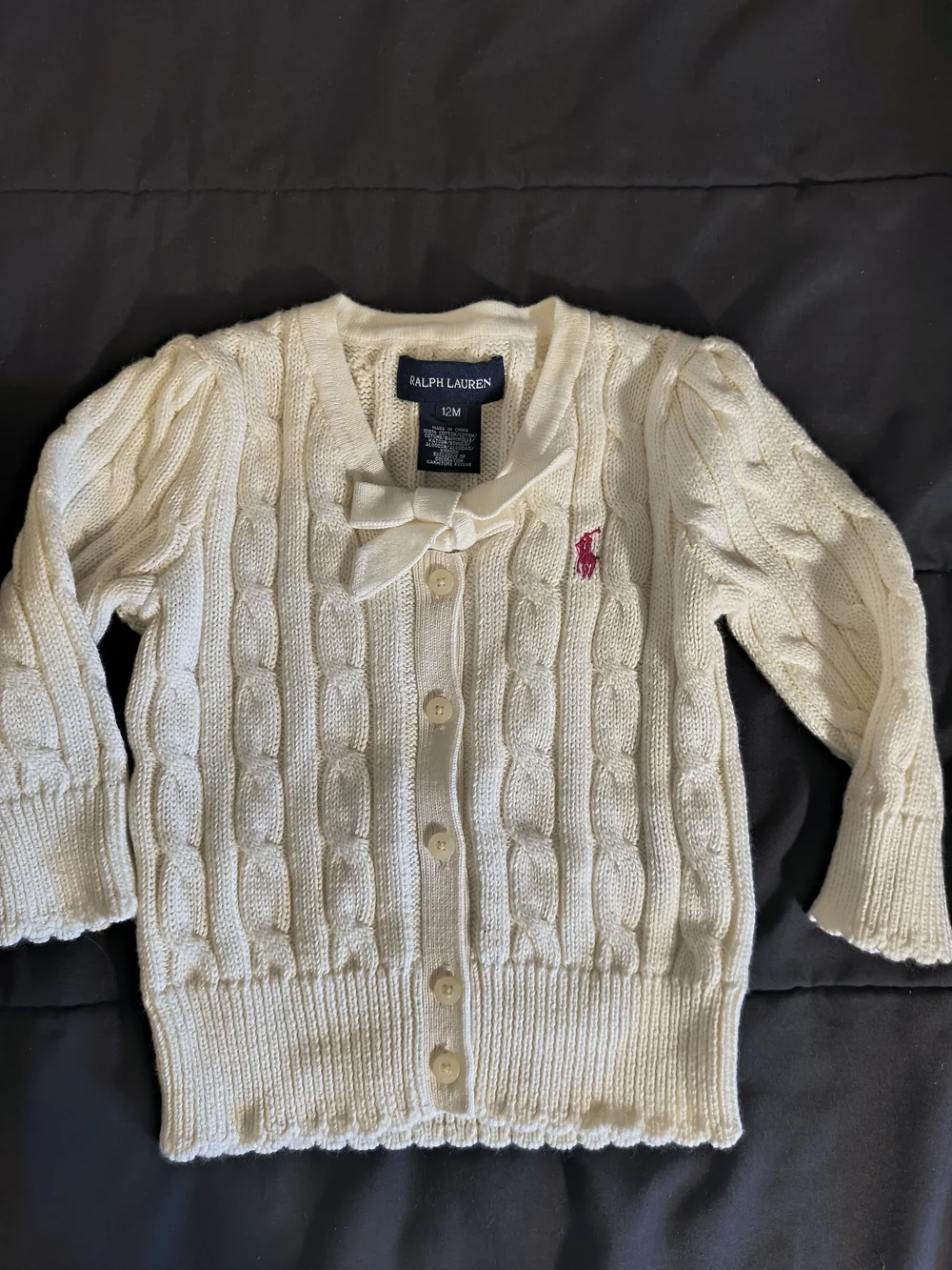 Ralph Lauren Kids Cream Cable-Knit Crewneck